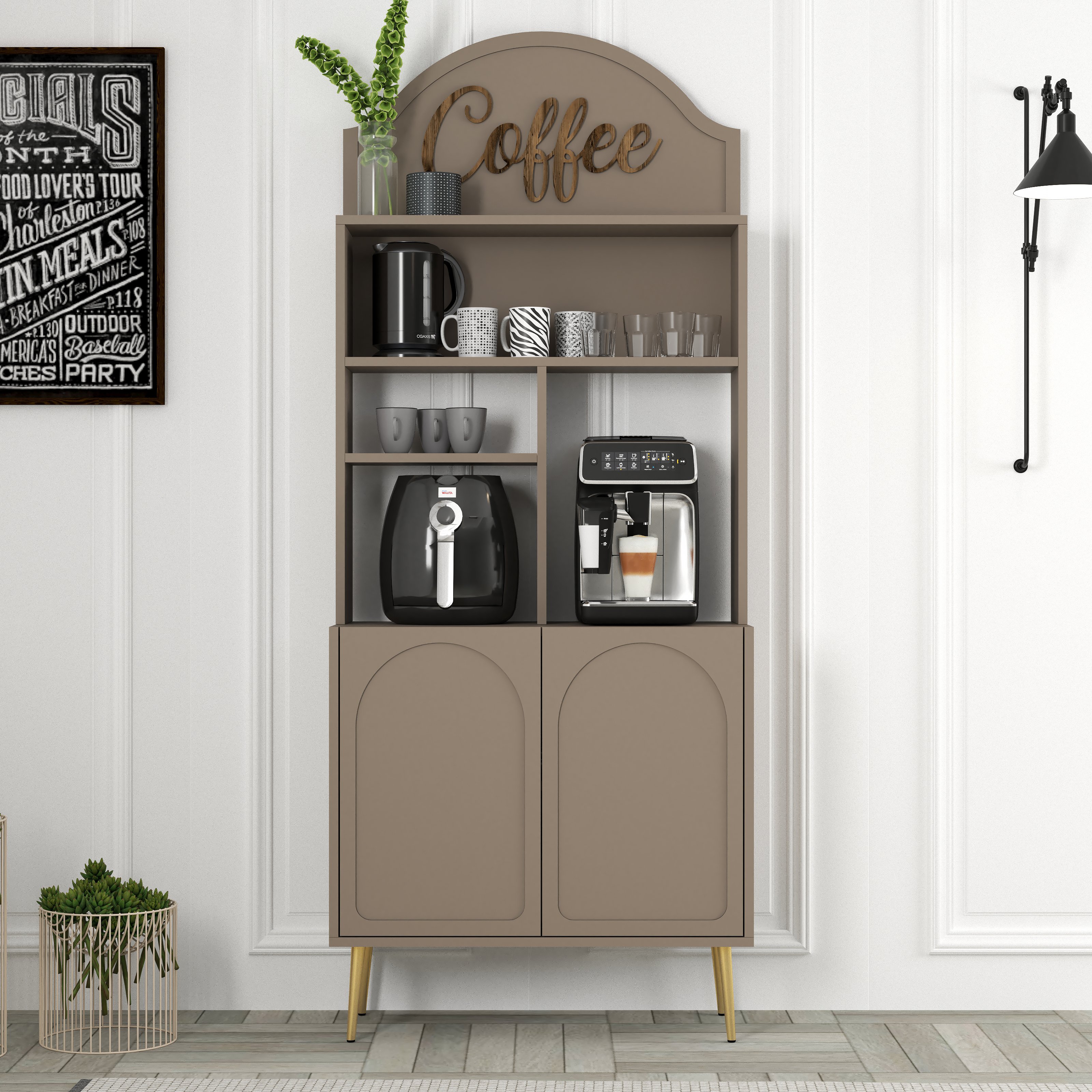 Variant Lyon Kahve Köşesi 80cm - Atlas / Altın