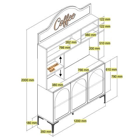 Variant Lyon Kahve Köşesi 120cm - Krem / Siyah