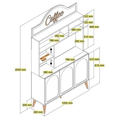 Variant Lyon Kahve Köşesi 120cm - Atlas / Ceviz