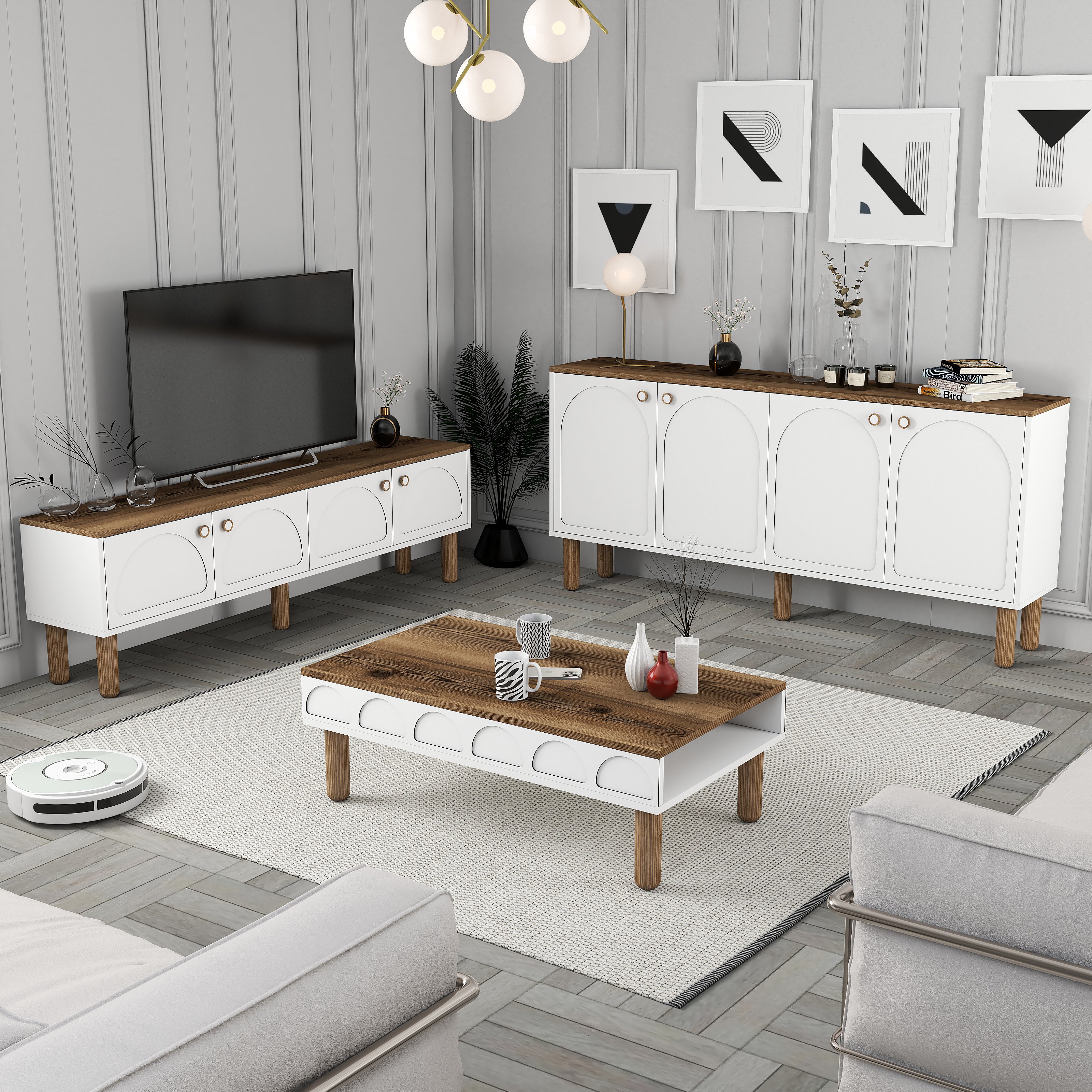 Variant Bohem 3 Lü Salon Takımı - Beyaz