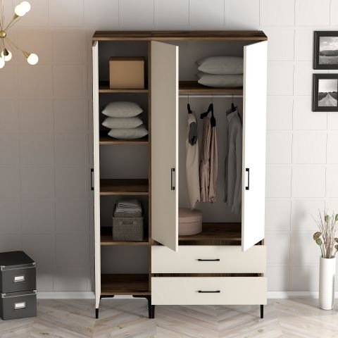 Kumsal 3 Kapılı (PT) Gardırop - Lidya / Krem