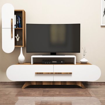Variant Rose Duvar Raflı Tv Ünitesi Ceviz - Beyaz