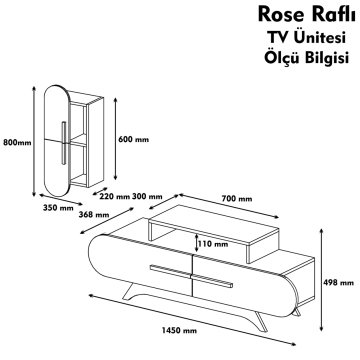 Variant Rose Duvar Raflı Tv Ünitesi Ceviz - Beyaz