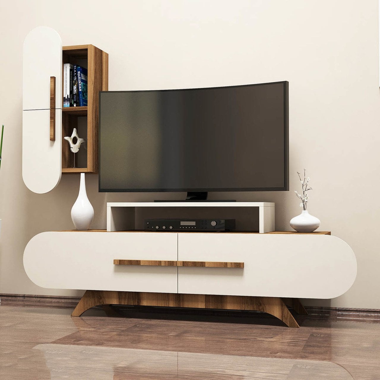 Variant Rose Duvar Raflı Tv Ünitesi Ceviz - Ekru