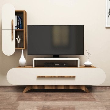 Variant Rose Duvar Raflı Tv Ünitesi Ceviz - Ekru
