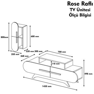 Variant Rose Duvar Raflı Tv Ünitesi Ceviz - Ekru