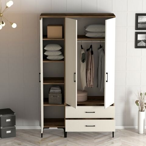 Kumsal 3 Kapılı (ST) Gardırop - Lidya / Krem