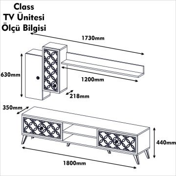 Variant Class Duvar Raflı Tv Ünitesi Ceviz - Sarı