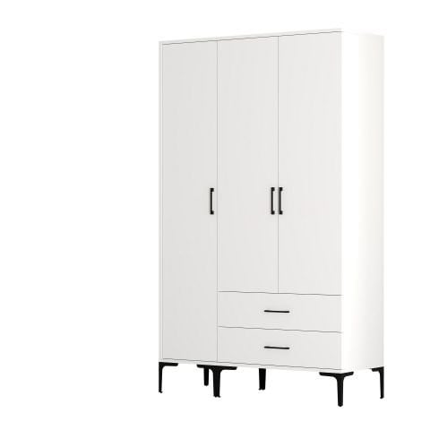 Kumsal 3 Kapılı (ST) Gardırop - Beyaz / Beyaz
