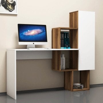 Variant Açelya Kitaplıklı Çalışma Masası Ceviz - Beyaz