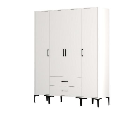 Kumsal 4 Kapılı (STS) Gardırop - Beyaz / Beyaz