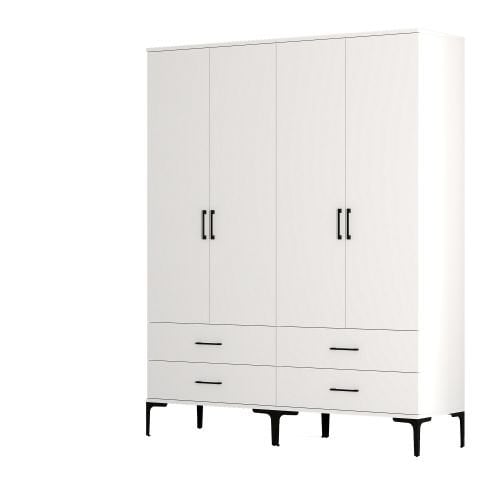 Kumsal 4 Kapılı (TT) Gardırop - Beyaz / Beyaz