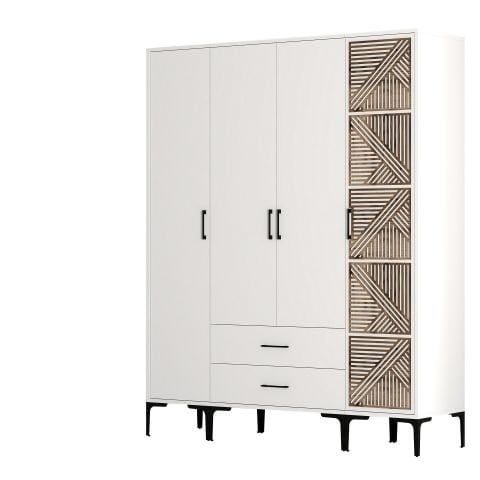 Kumsal 4 Kapılı (STP) Gardırop - Beyaz / Beyaz