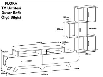Variant Flora Duvar Raflı Tv Ünitesi Ceviz - Beyaz