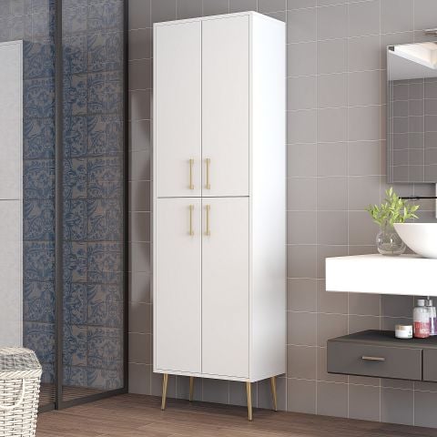 Variant Berlin A Çok Amaçlı Dolap - Beyaz / Beyaz / Altın