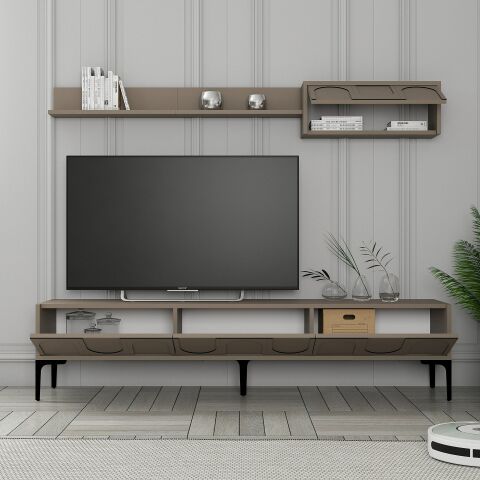 Variant Lyon Duvar Raflı Tv Ünitesi - Atlas / Siyah