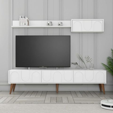 Variant Lyon Duvar Raflı Tv Ünitesi - Beyaz / Ceviz