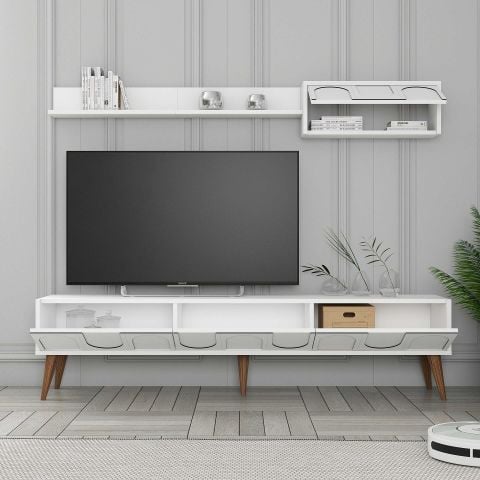 Variant Lyon Duvar Raflı Tv Ünitesi - Beyaz / Ceviz