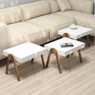 Variant Roma Tepsi Zigon Sehpa Ceviz-Beyaz
