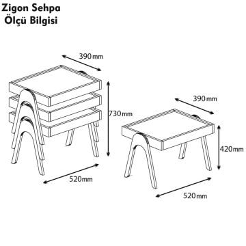 Variant Roma Tepsi Zigon Sehpa Ceviz-Beyaz