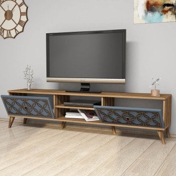 Class Tv Ünitesi - Ceviz / Mavi (Kalsedon)