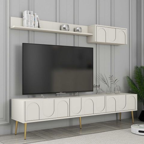Variant Lyon 3 Lü Salon Takımı - Krem / Altın