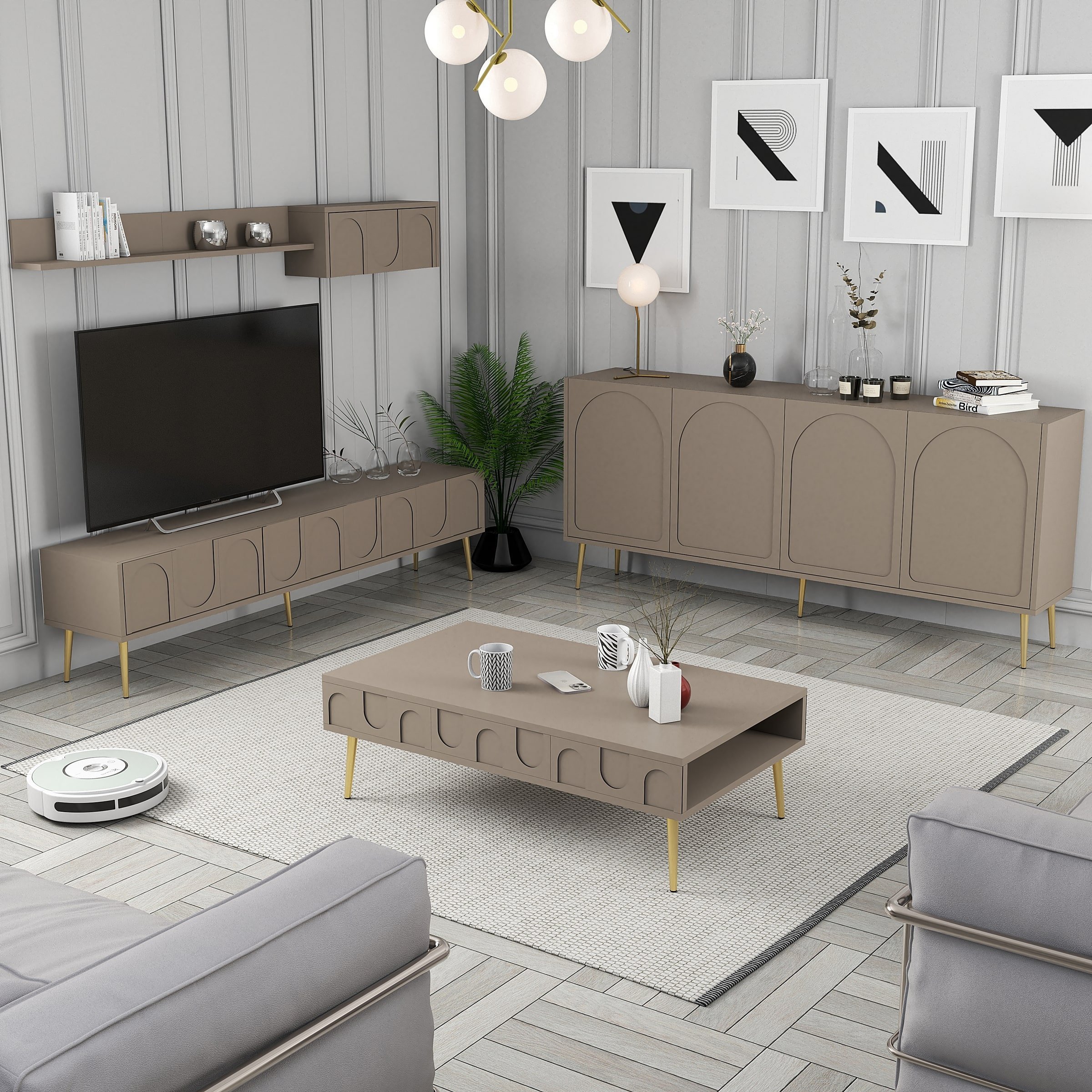 Variant Lyon 3 Lü Salon Takımı - Atlas / Altın