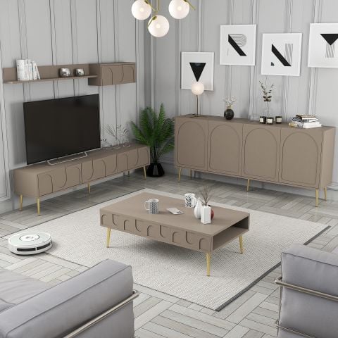 Variant Lyon 3 Lü Salon Takımı - Atlas / Altın