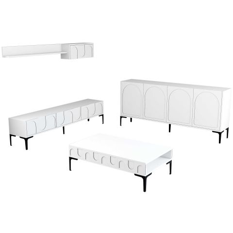 Variant Lyon 3 Lü Salon Takımı - Beyaz / Siyah