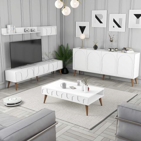Variant Lyon 3 Lü Salon Takımı - Beyaz / Ceviz