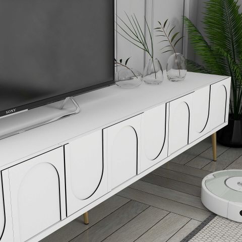 Variant Lyon Tv Ünitesi Ve Orta Sehpa Takımı - Beyaz / Altın