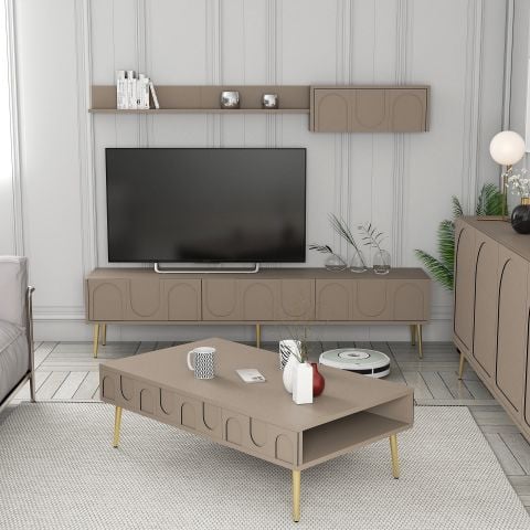 Variant Lyon Tv Ünitesi Ve Orta Sehpa Takımı - Atlas / Altın