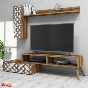 Planet Tv Ünitesi Ve Orta Sehpa Takımı - Ceviz / Beyaz