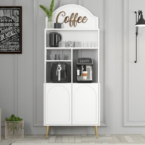 Variant Lyon Kahve Köşesi 80cm - Beyaz / Altın