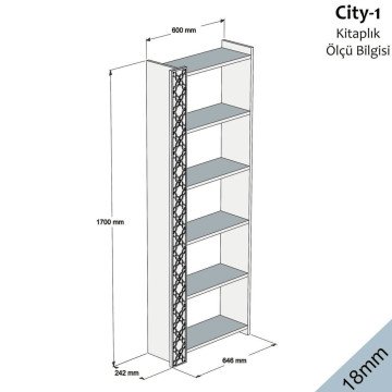 City Kitaplık - Ceviz / Beyaz
