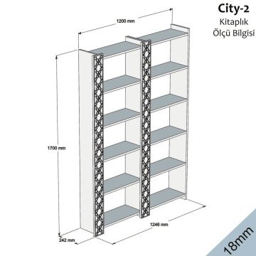 City Çift Kitaplık - Beyaz