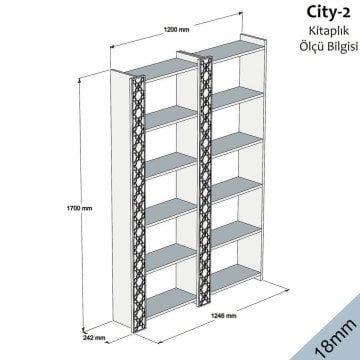 City Çift Kitaplık - Ceviz / Sarı