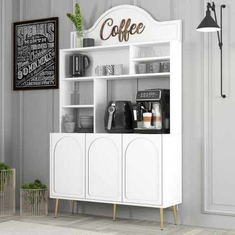 Variant Lyon Kahve Köşesi 120cm - Beyaz / Altın