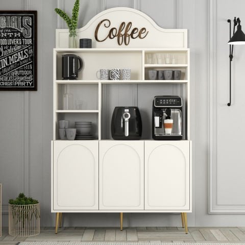 Variant Lyon Kahve Köşesi 120cm - Krem / Altın
