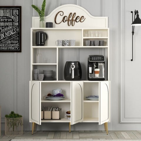 Variant Lyon Kahve Köşesi 120cm - Krem / Altın