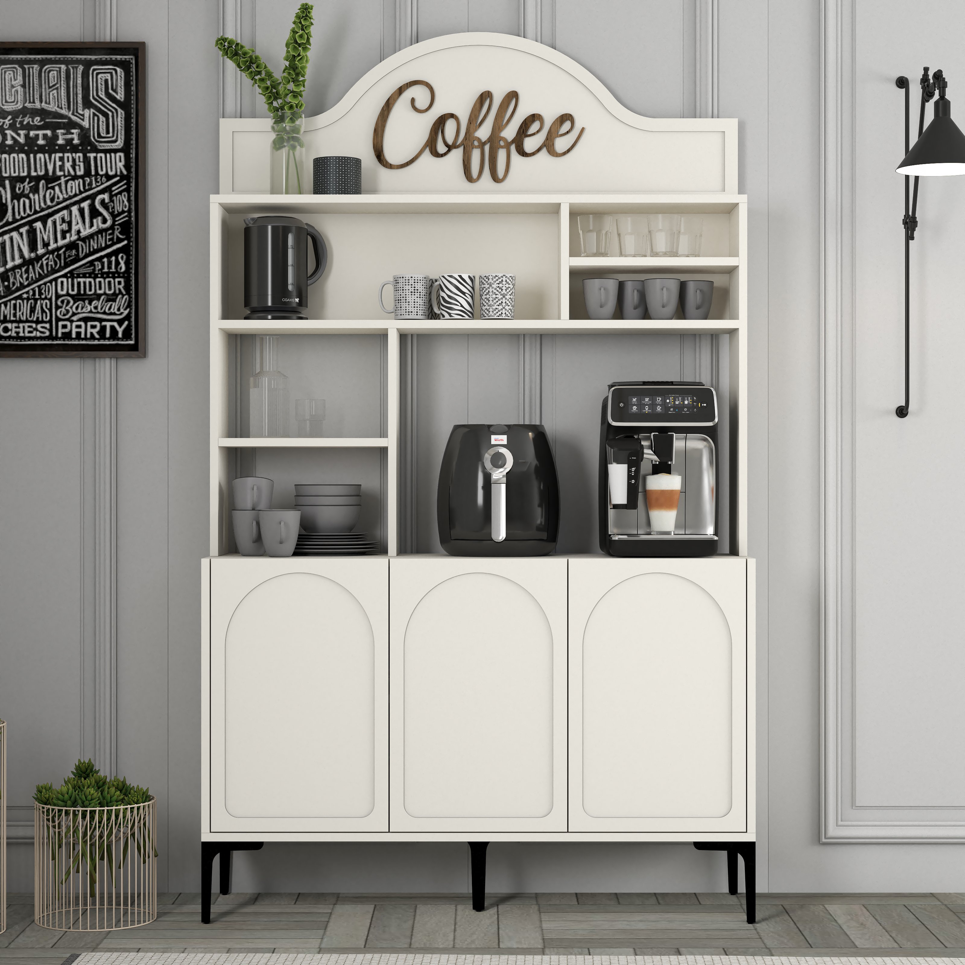 Variant Lyon Kahve Köşesi 120cm - Krem / Siyah
