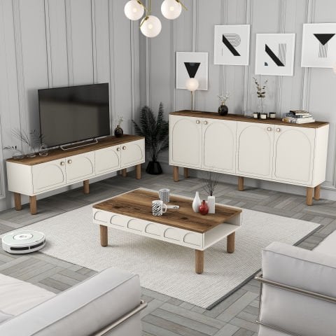 Bohem 3 Lü Salon Takımı - Krem