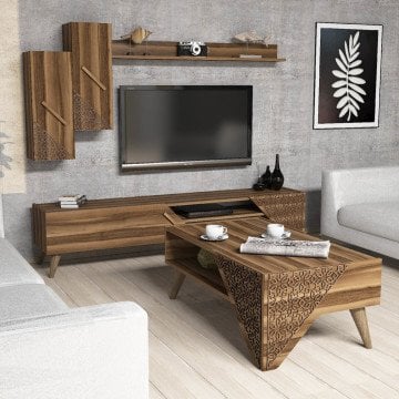 Beril Tv Ünitesi Ve Orta Sehpa Takımı - Ceviz