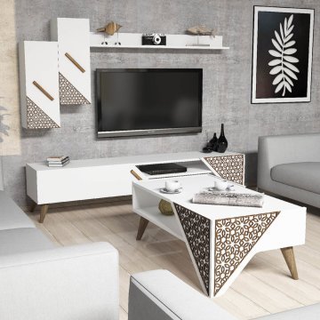 Beril Tv Ünitesi Ve Orta Sehpa Takımı - Beyaz