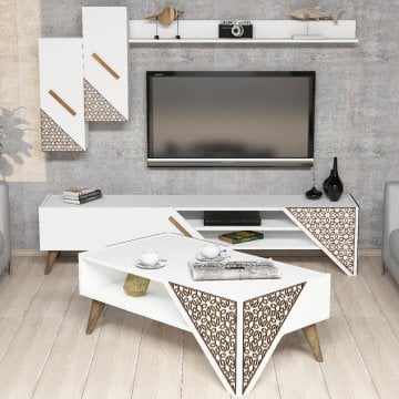 Beril Tv Ünitesi Ve Orta Sehpa Takımı - Beyaz