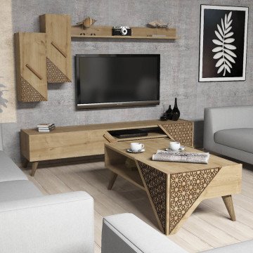 Beril Tv Ünitesi Ve Orta Sehpa Takımı - Meşe