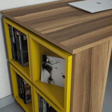 Box Çalışma Masası - Ceviz / Sarı