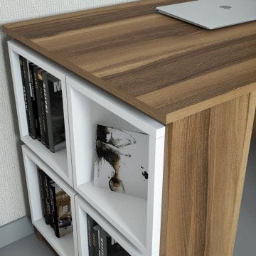 Box Çalışma Masası - Ceviz / Beyaz