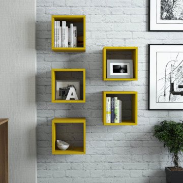 Box Duvar Rafı - Sarı