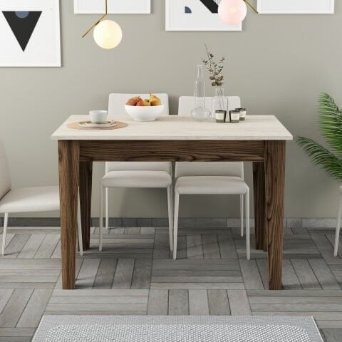 Kiev Mutfak Masası - Ceviz / Traverten